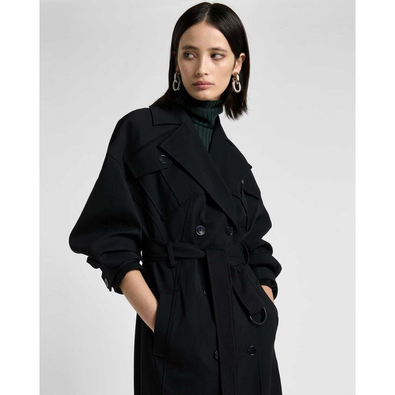 Cue Viscose Twill Cocoon Trench image number 2
